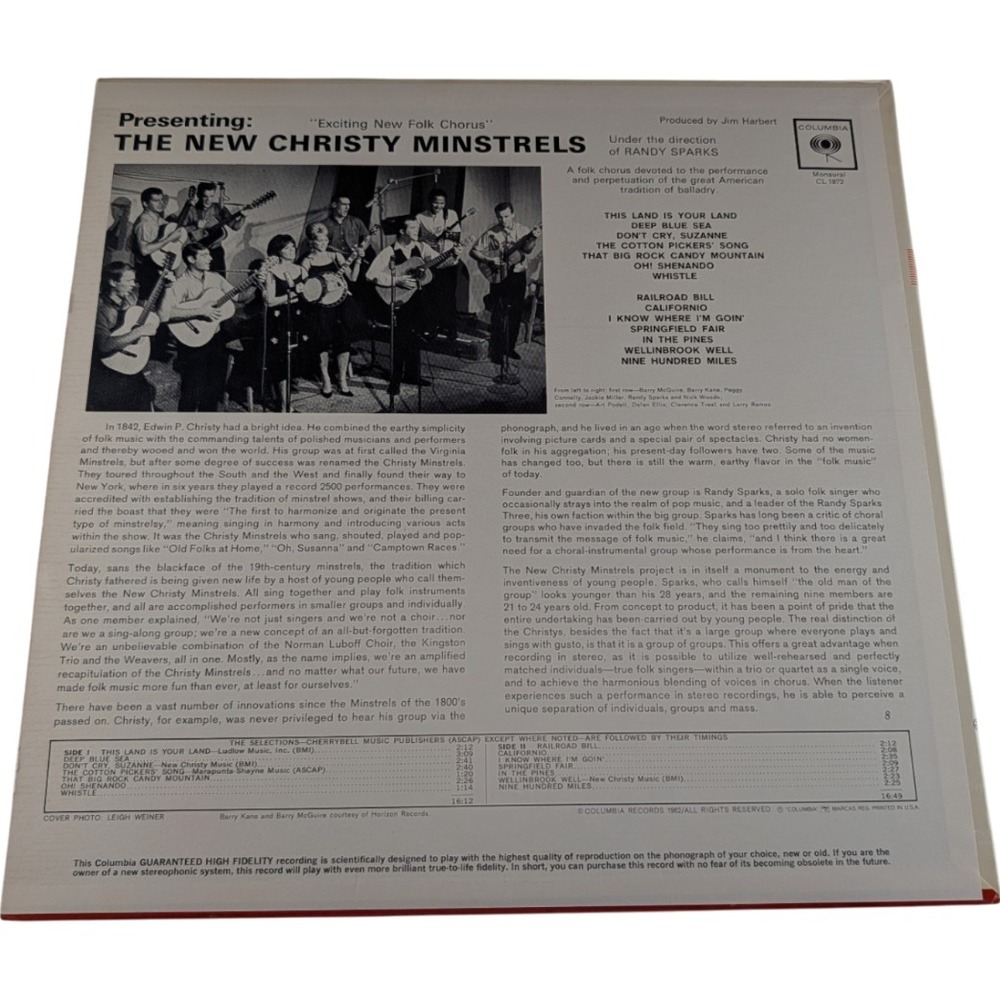 The New Christy Minstrels Exciting New Folk Chorus LP CL 1872 Mono EX VG+ - Picture 2 of 10